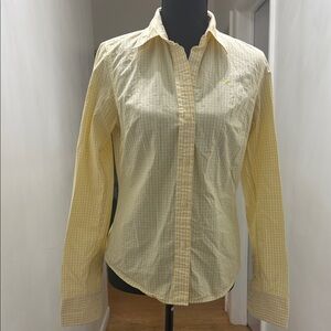American Eagle Outfitters Light Yellow Checked Button-Down Shirt